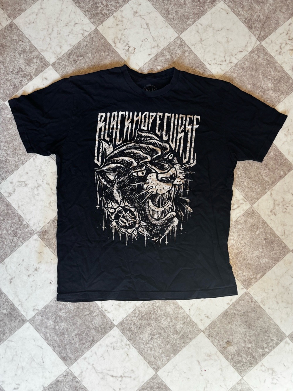 Black Hope Curse Panther Graphic Metal Band T-Shirt White Illustration Men’s L